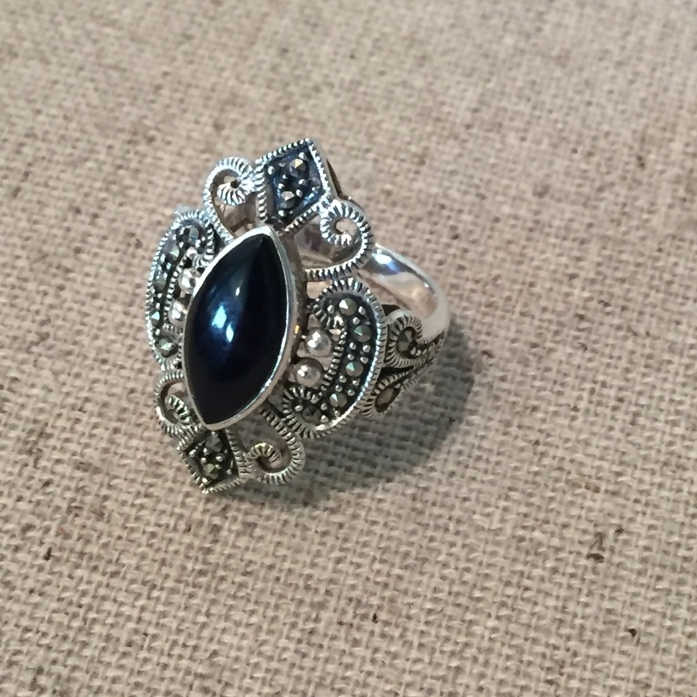 Sterling Silver and black Onyx  Ring